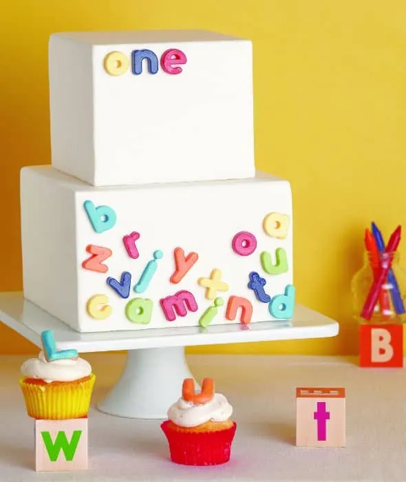 Alphabet First Birthday Cake