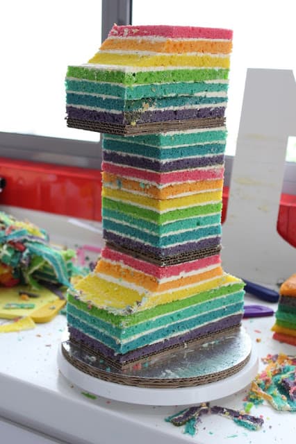 Rainbow Layered No 1 Cake